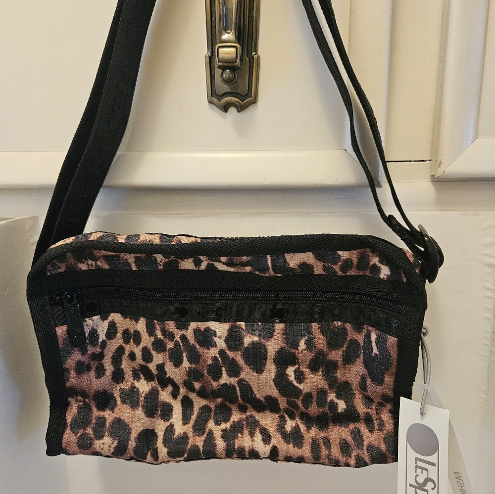 LeSportsac Leopard Print Crossbody Bag in Pink and Black